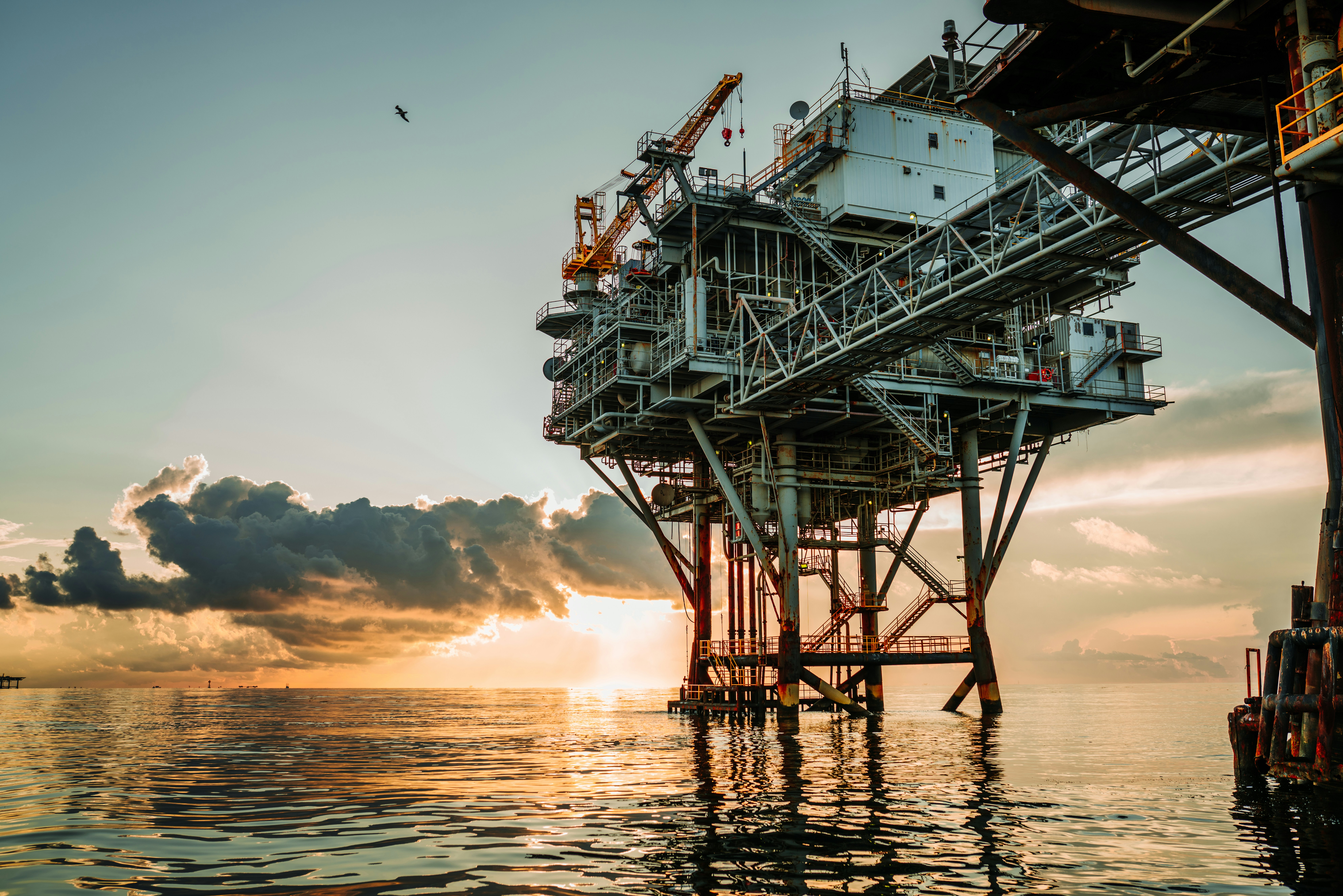 Oil rig offshore in ocean